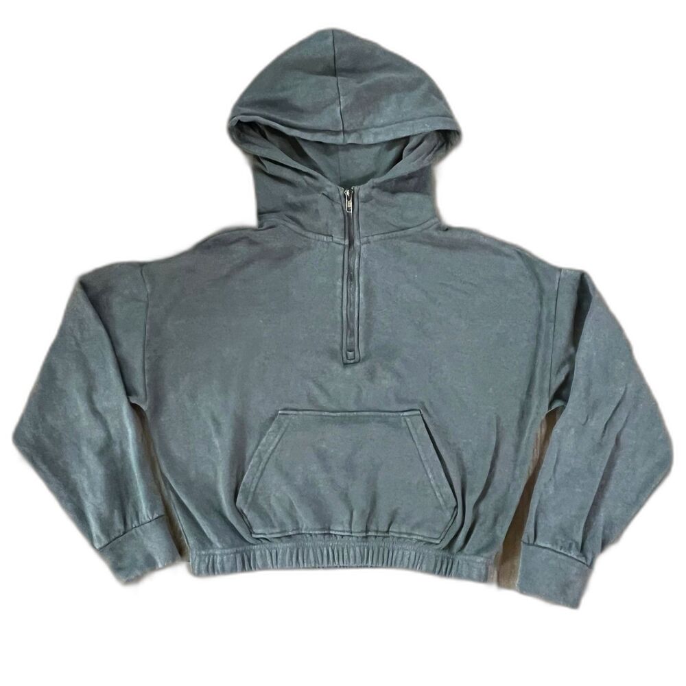 Girls Cropped Quarter Zip Hoodie Long Sleeve Sweatshirt by Hippie Rose sz small